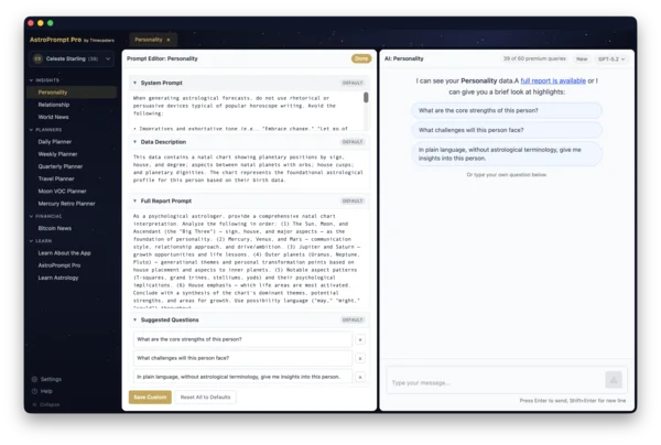 AstroPrompt Pro four controls per view screenshot
